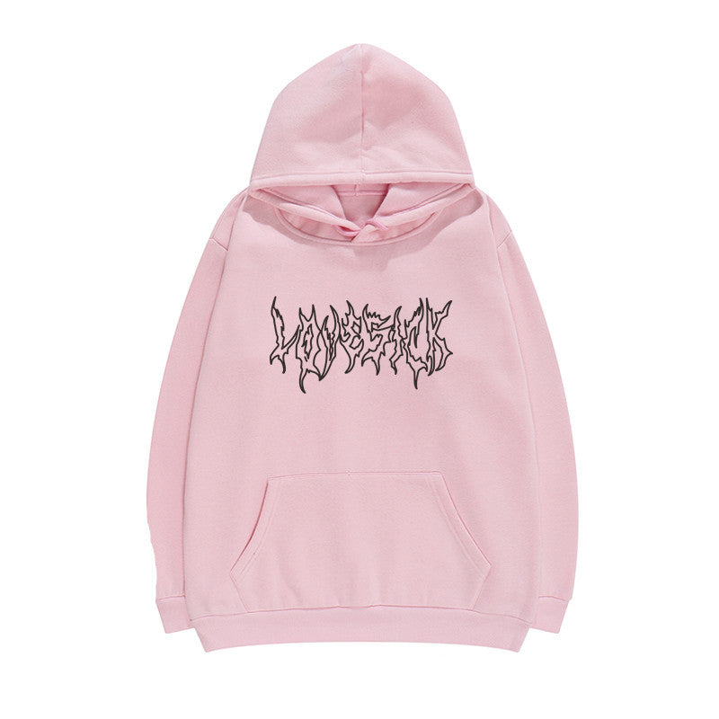 Creative Letters Lovesick Dark Line Lazy Style Sweater Women Loose Hooded