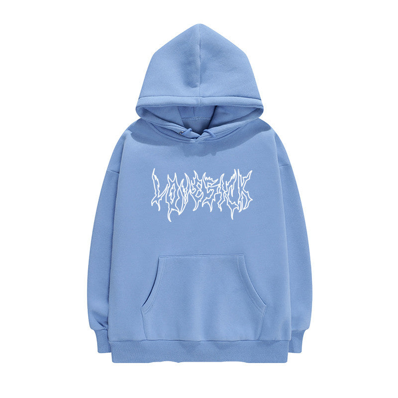 Creative Letters Lovesick Dark Line Lazy Style Sweater Women Loose Hooded