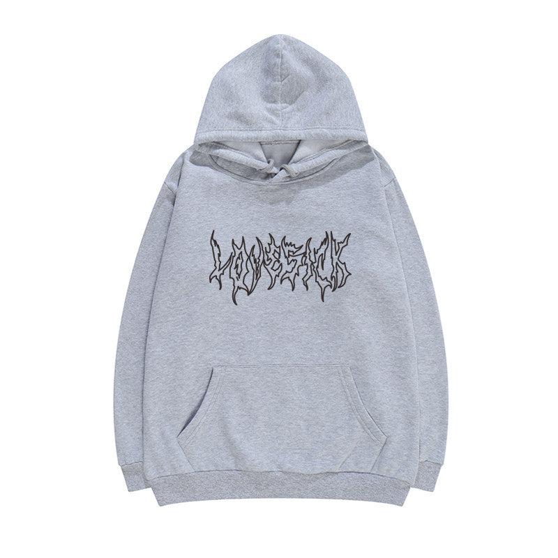 Creative Letters Lovesick Dark Line Lazy Style Sweater Women Loose Hooded