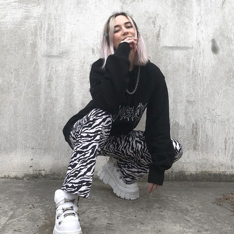 Creative Letters Lovesick Dark Line Lazy Style Sweater Women Loose Hooded