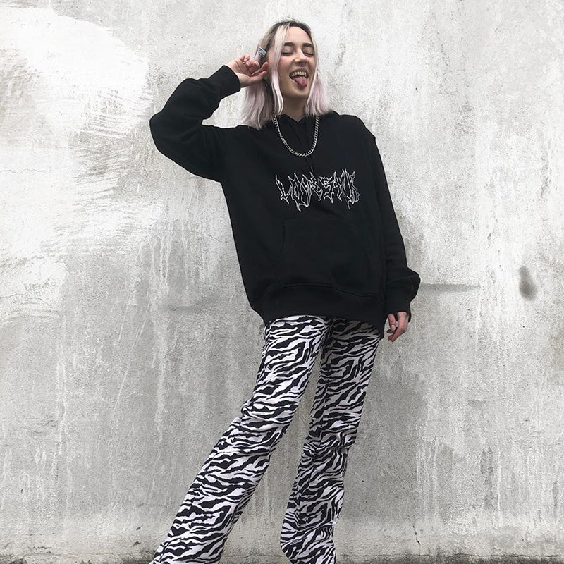 Creative Letters Lovesick Dark Line Lazy Style Sweater Women Loose Hooded