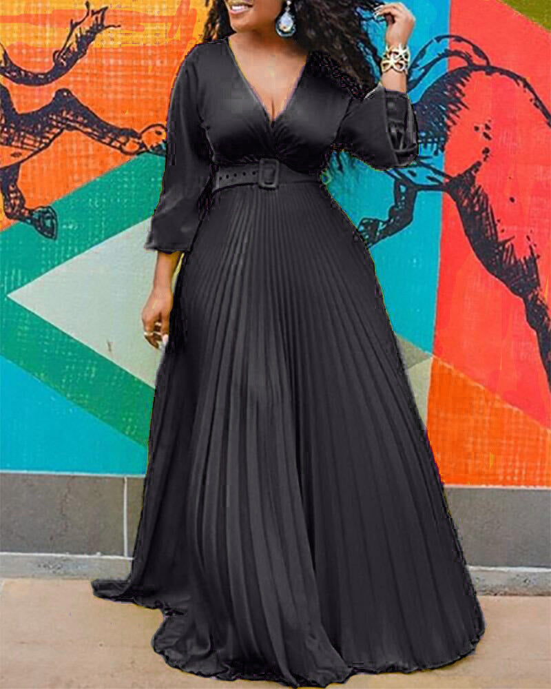 Temperament Retro Chiffon Long Sleeve Long Skirt Dress