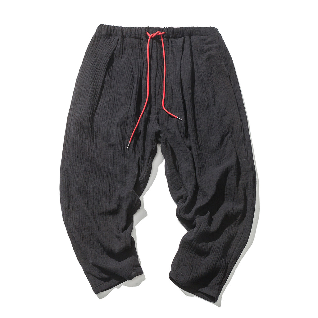 Chinese Style Cotton And Linen Men's Casual Trousers