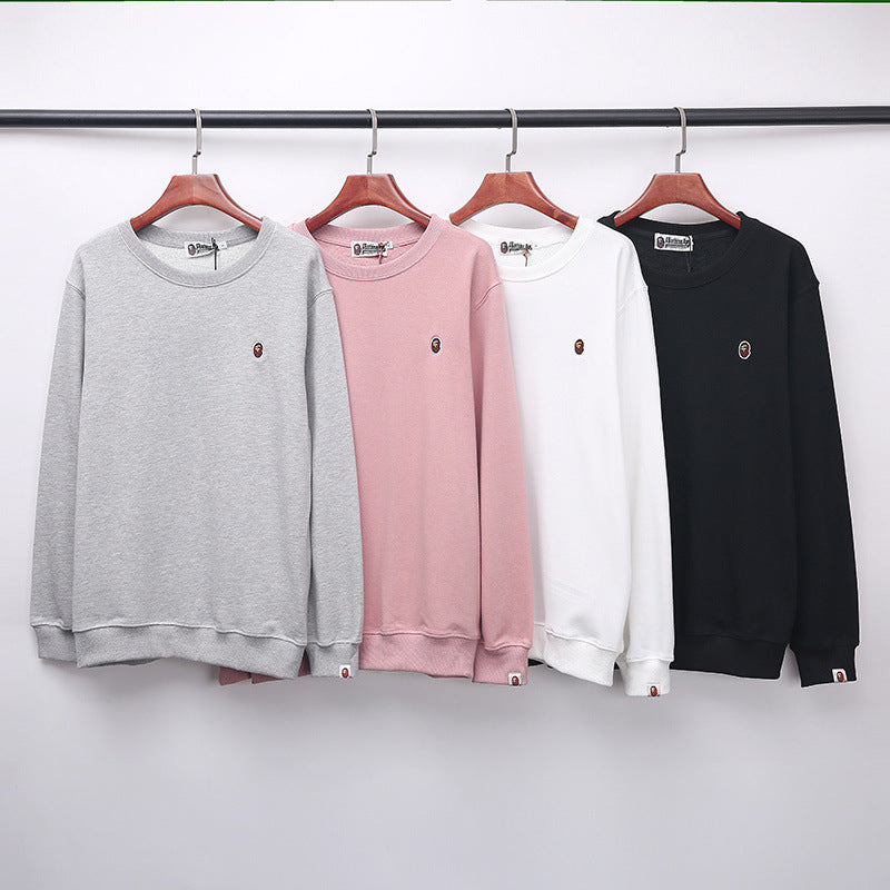 Japanese Trendy Brand Chest Embroidered Round Neck Sweater