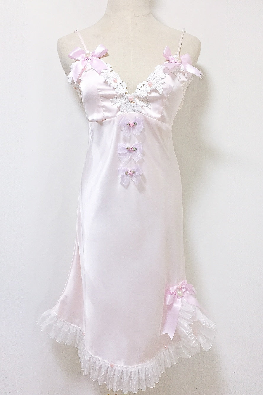 Sweet Girl, Lace Bow, Careful Night Skirt Dress, Soft Texture And Comfortable