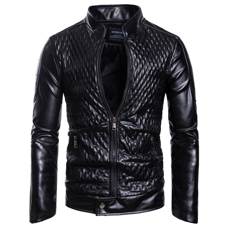 Men's Ouma Motorcycle Casual Stand Collar Leather Jacket