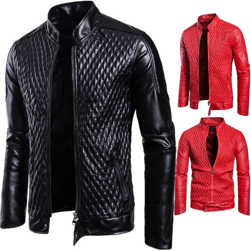Men's Ouma Motorcycle Casual Stand Collar Leather Jacket