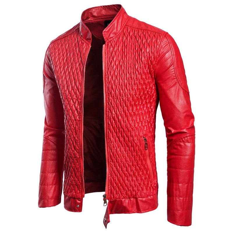 Men's Ouma Motorcycle Casual Stand Collar Leather Jacket