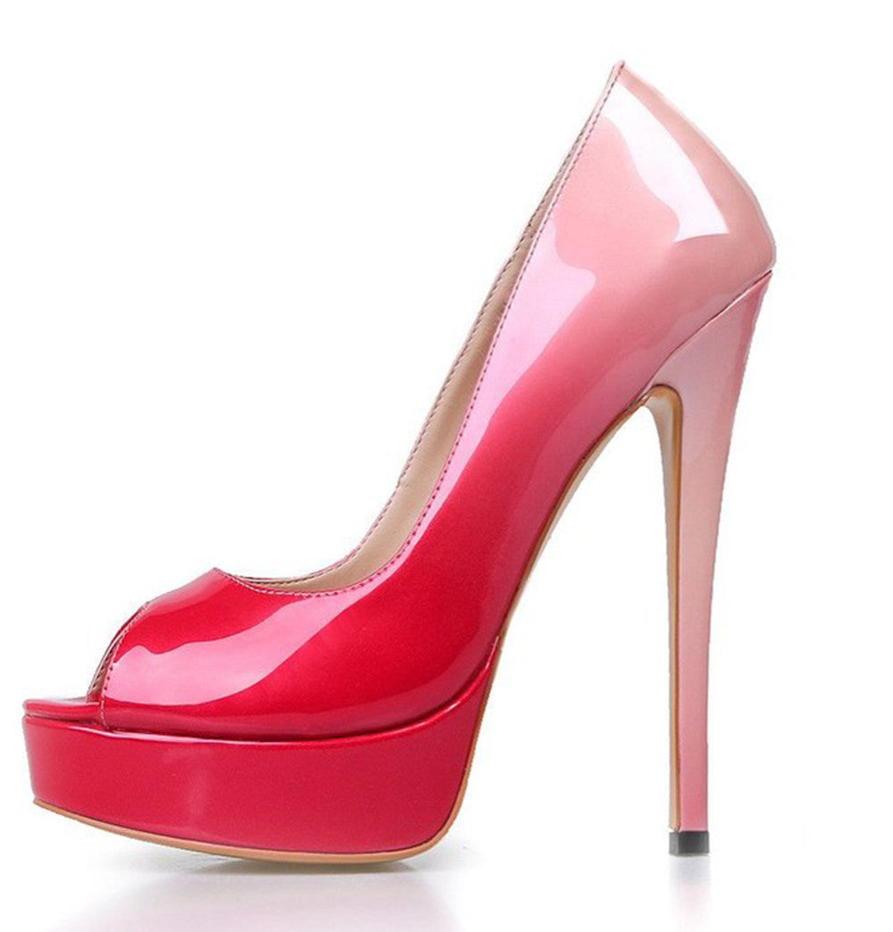 European Station Fish Mouth Gradient Color Water Table Super High-heeled Women's Single Shoes AliExpress