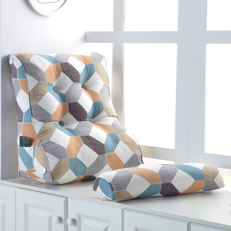 Japanese Style Washable Cotton Headboard Cushion Soft Bag Waist Protection Bed Pillow Triangle Sofa Large Back Cushion Can Be Removed And Washed