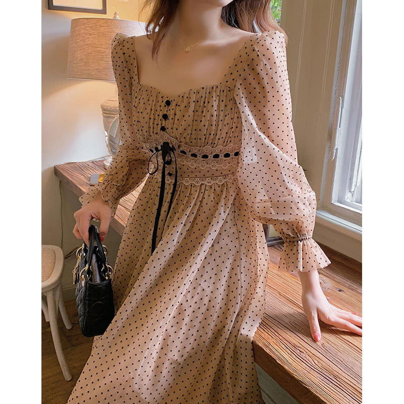 Polka Dot Mesh Dress Women