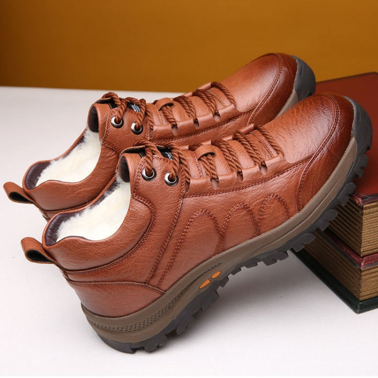 Winter Men's Cotton Shoes Wool Sports Leather Shoes