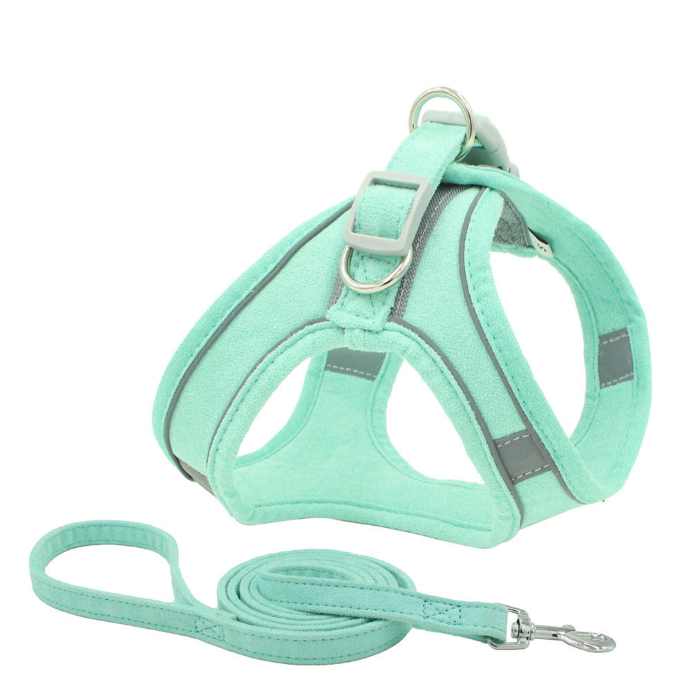 Suede Pet Chest Harness Reflective And Breathable Anti-Strike Cat Rope Small Dog Vest Type Traction Rope