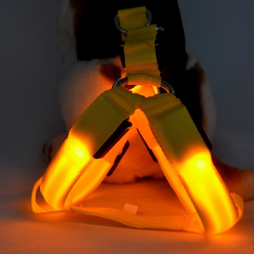 Dog Leashing Vest With Led Illuminated Chest Back