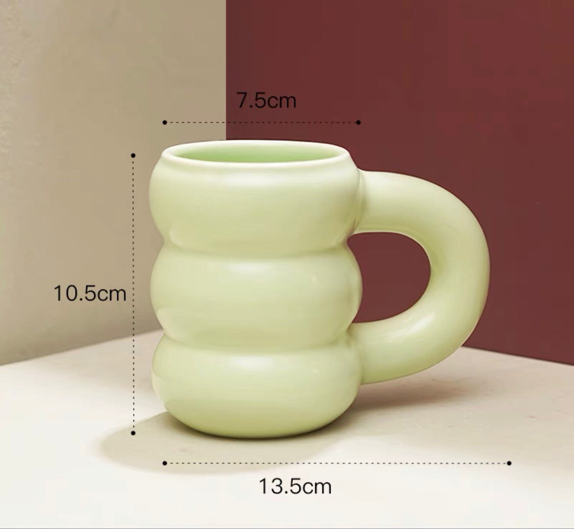 Net Red Water Cup Ceramic Mug Nordic Ins Wind Tire Mug Thick Handle High-Value Mark Mug Home