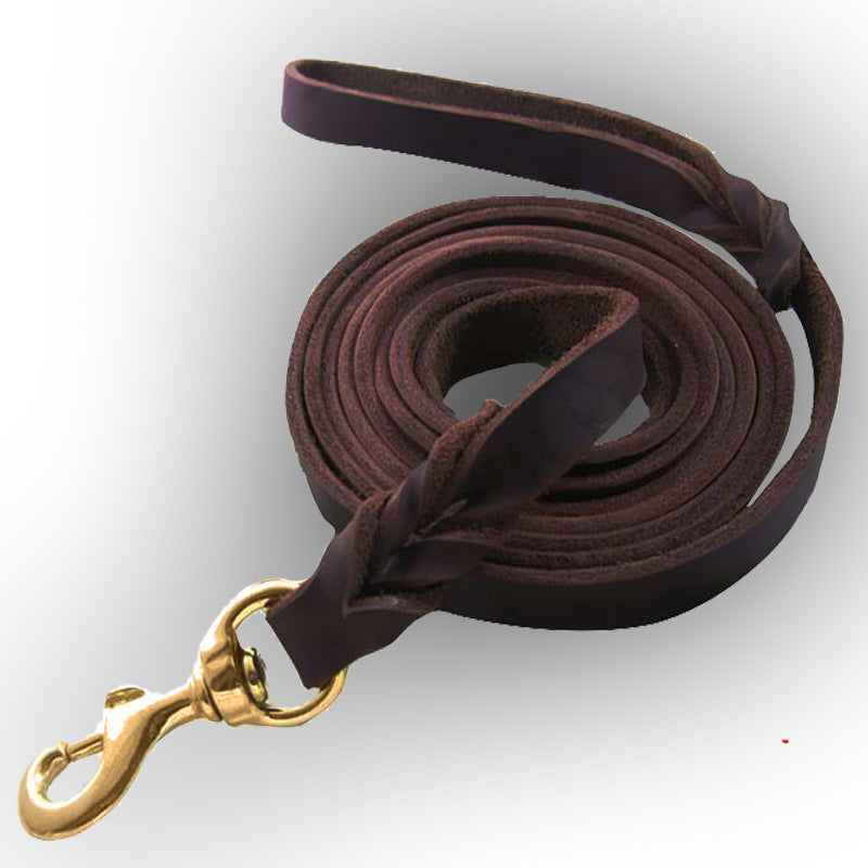 The First Layer Of Leather Dog Chain German Shepherd Training Traction Rope Pet Anti-Washing Widened 2 Meters Rope