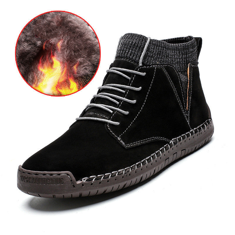 Winter Plus Cotton Plus Size Men'S High-Top Shoes Lace Up Wild Men'S Socks Warm Snow Boots