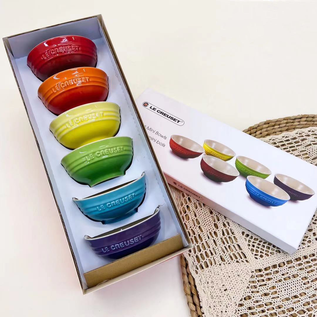 Rainbow Bowl Six-Piece Enamel Cute Ceramic Rice Bowl