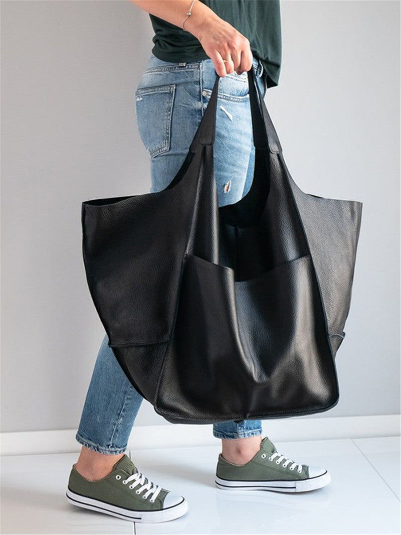 Simple Large Bag Soft Leather Large Capacity One-shoulder Portable Tote Bag