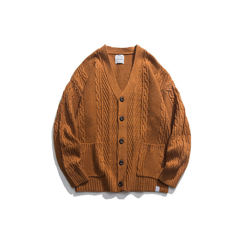 Knit Sweater Men Japanese Men's V-neck Cardigan Sweater Youth Student Jacket