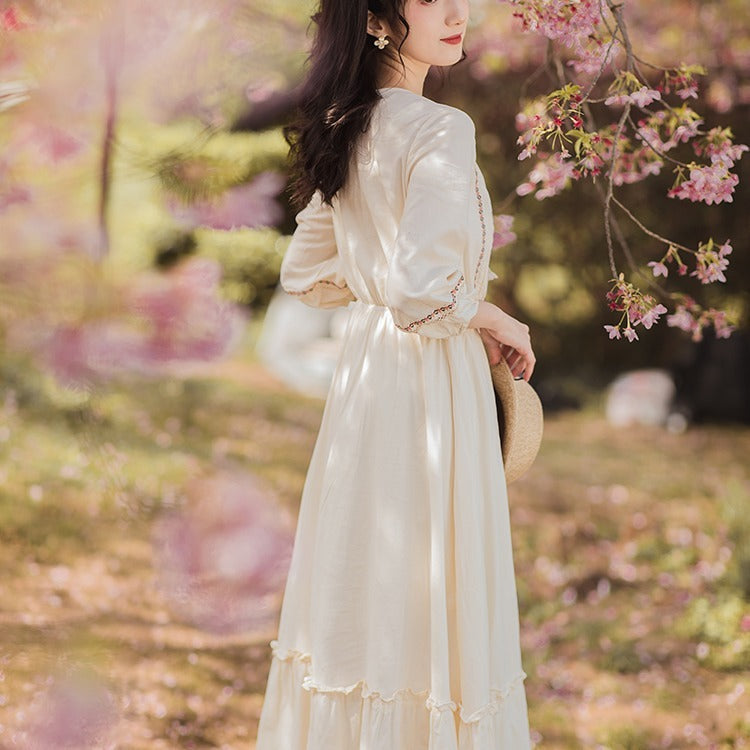 Retro Embroidery Ethnic Cotton And Linen Dress