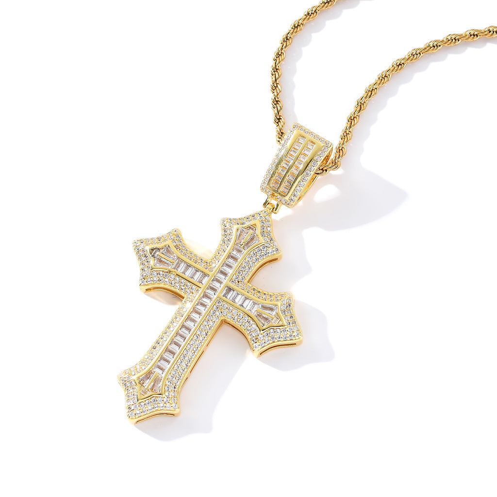 Fashion Flower Cross Pendant Necklace