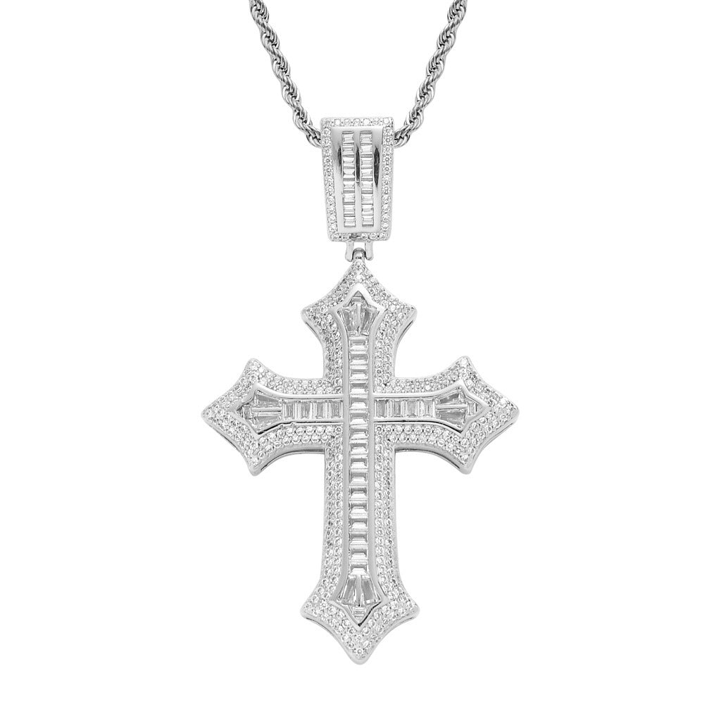 Fashion Flower Cross Pendant Necklace