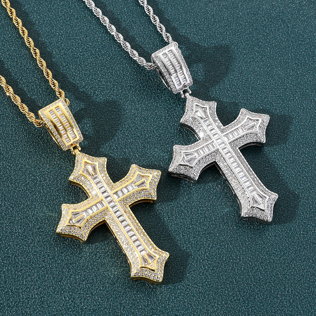 Fashion Flower Cross Pendant Necklace