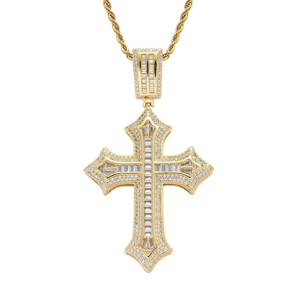 Fashion Flower Cross Pendant Necklace