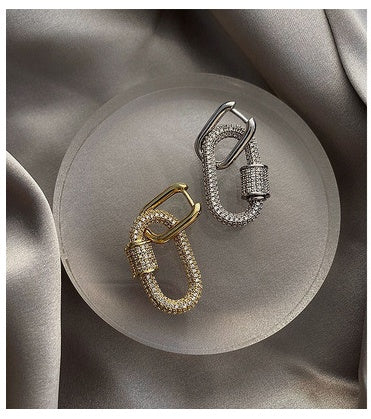 Full Diamond Carabiner Stud Earrings