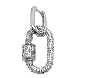 Full Diamond Carabiner Stud Earrings