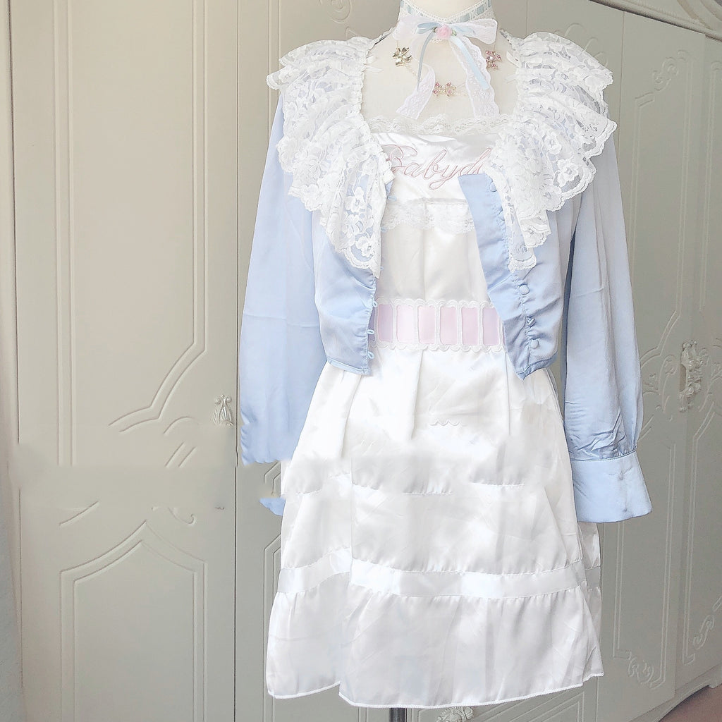 Embroidered Satin Short Suspender Skirt