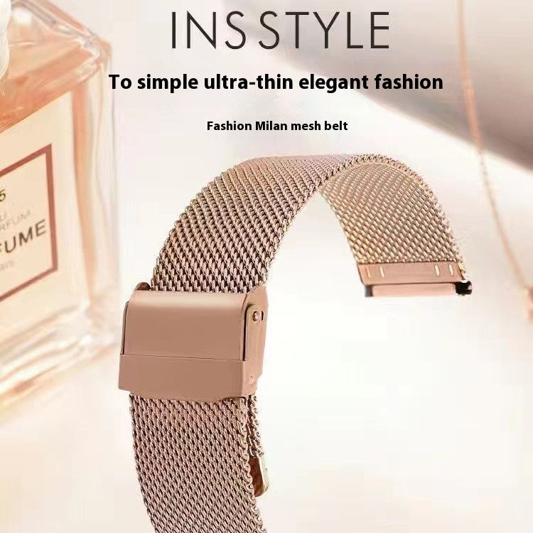 Stainless Steel 06 Wire Mesh Belt Double-security Buckle Watch Band