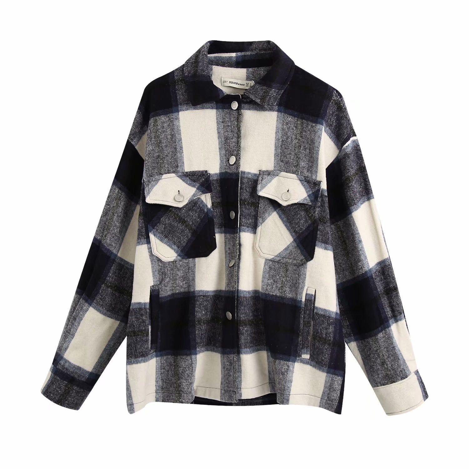 Ladies casual plaid shirt jacket