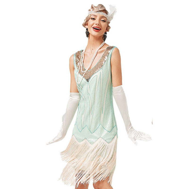 V-neck Tassel European And American Vintage Dress