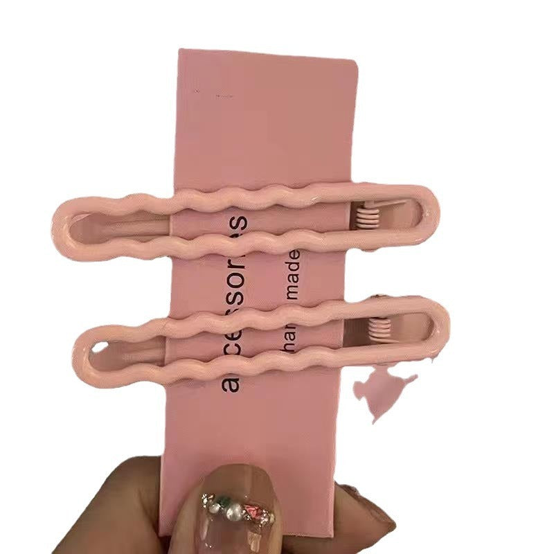 Hollow Wave Metal Barrettes Milk Fufu Candy Color