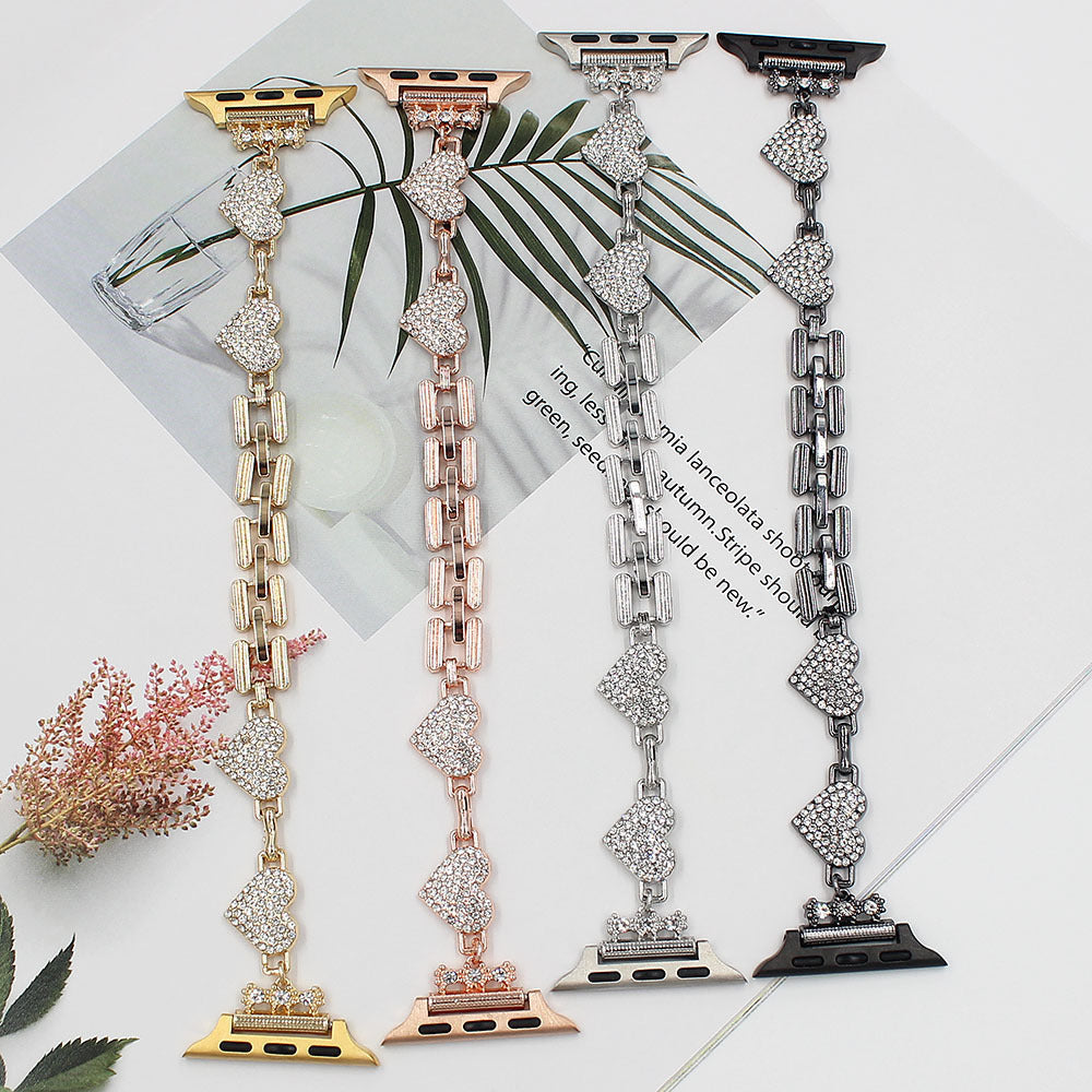 Watch Strap With Pearl Stainless Steel Metal Strap