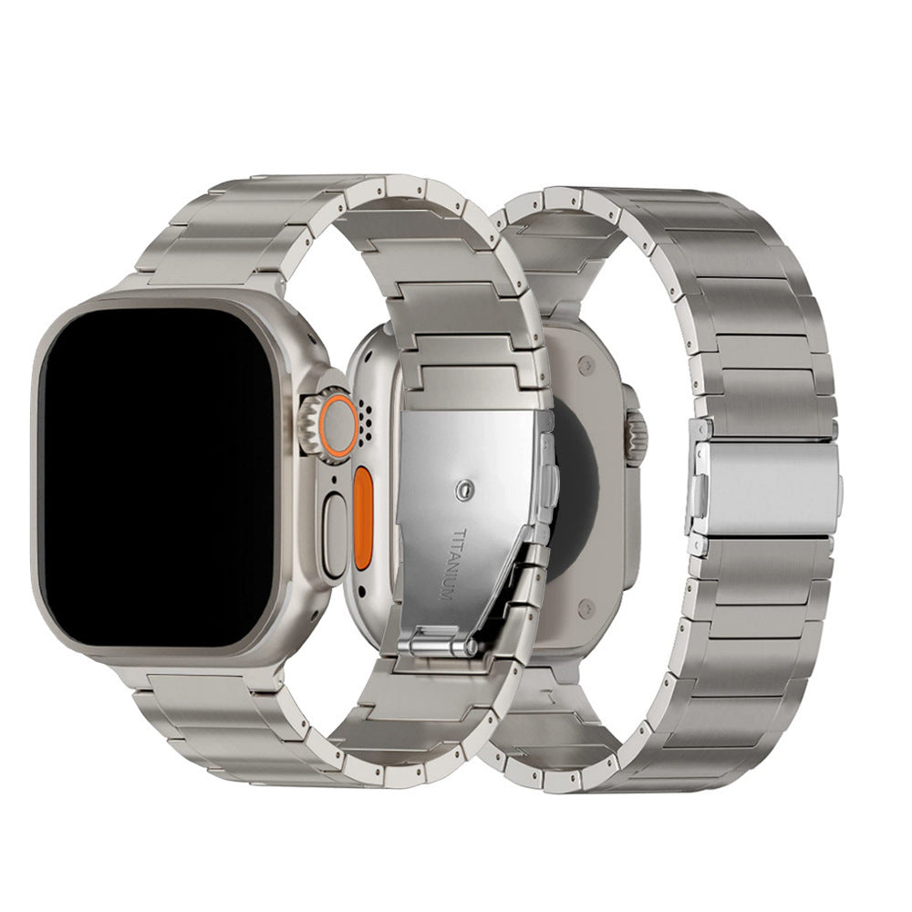 Three Beads One-piece Flat Buckle Titanium Alloy Watch Strap