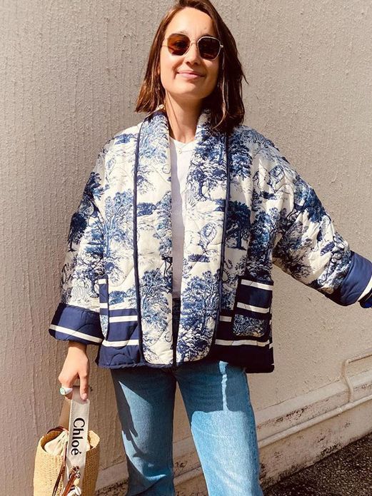 Fashion Vintage Print Color Contrast Short Leisure Warm Cotton Coat