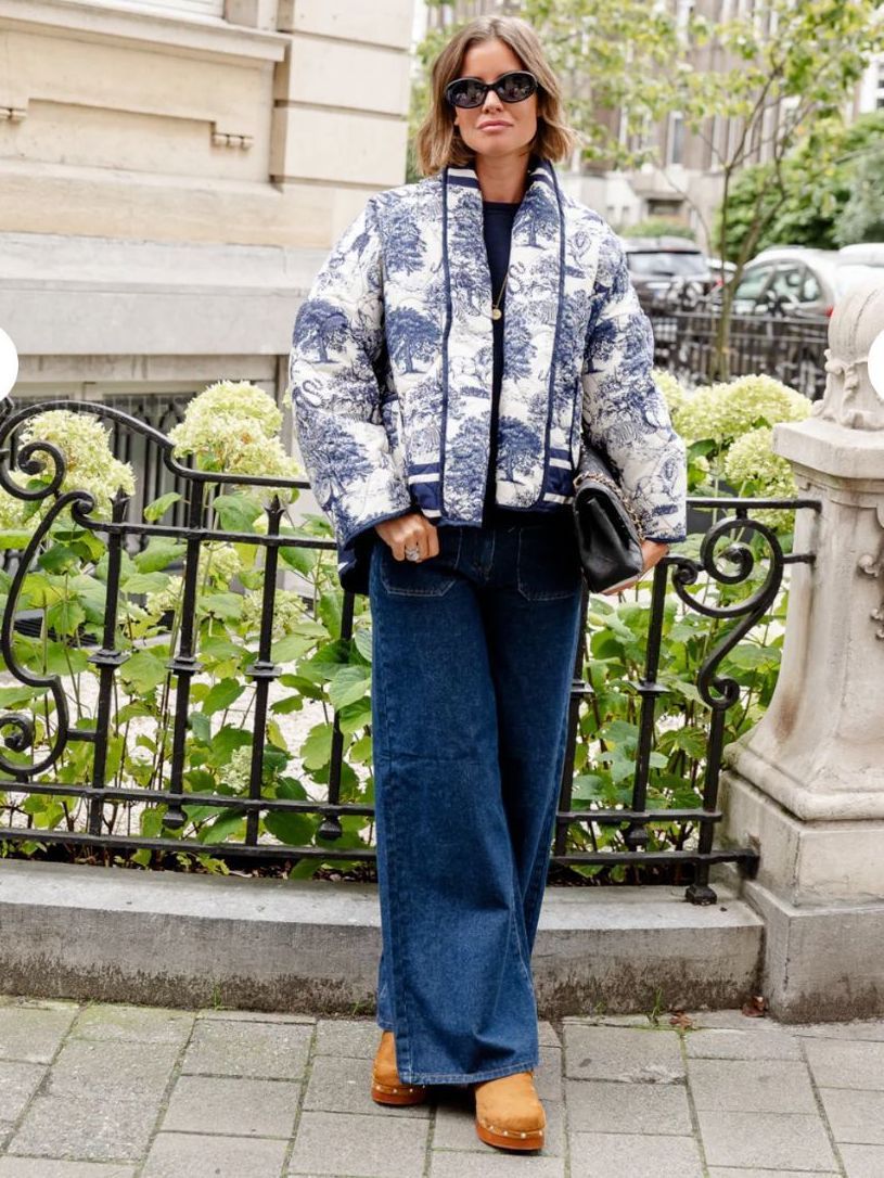 Fashion Vintage Print Color Contrast Short Leisure Warm Cotton Coat