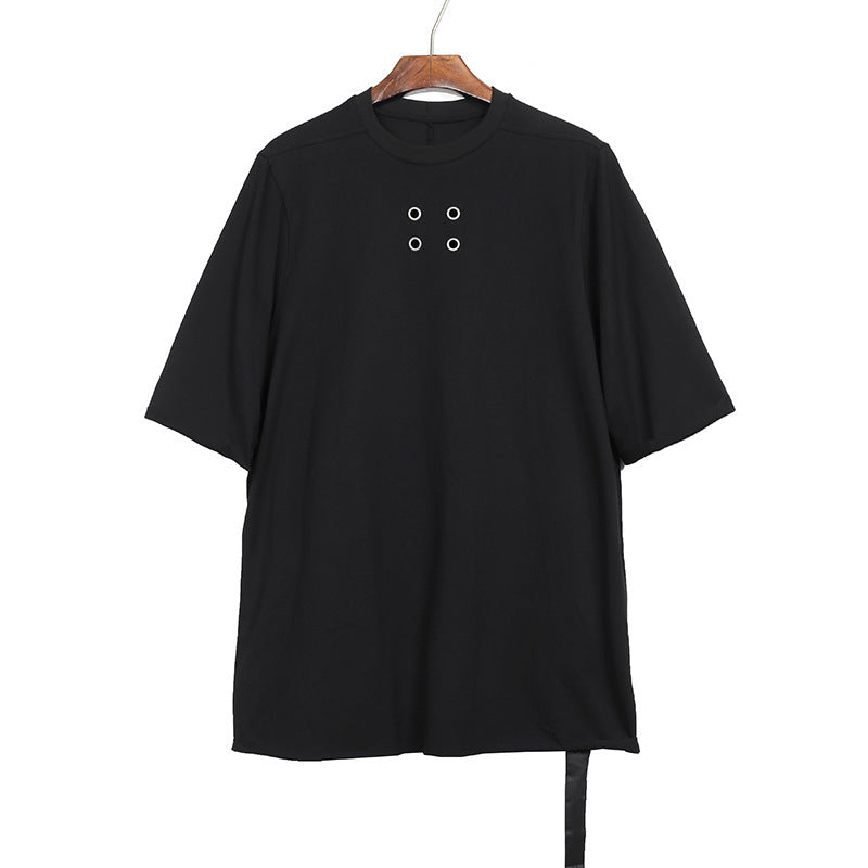 Raw Edges Design Breathable Hole Loose Plus Size Short Sleeve T-shirt