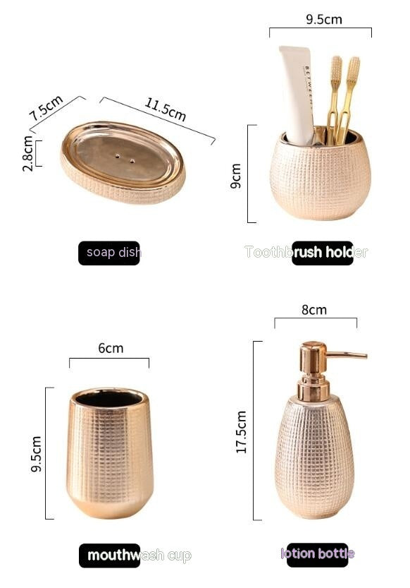 Home Bathroom Rose Gold Ceramic Cleaning Kit