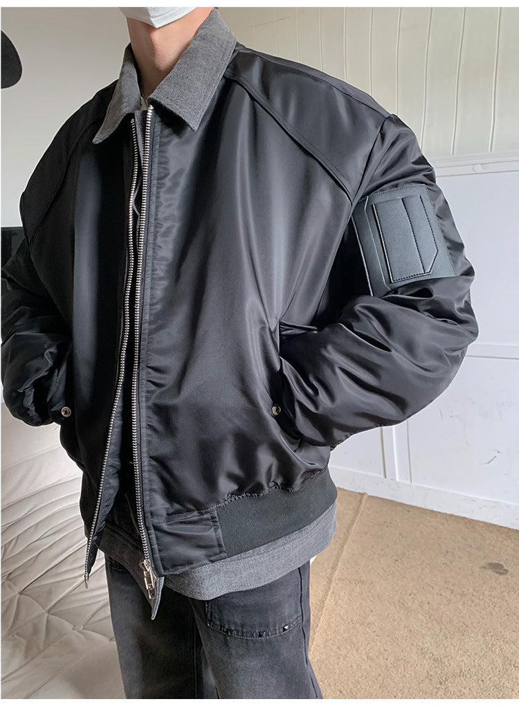 Winter High-grade Denim Stitching Two-piece Pilot Jacket