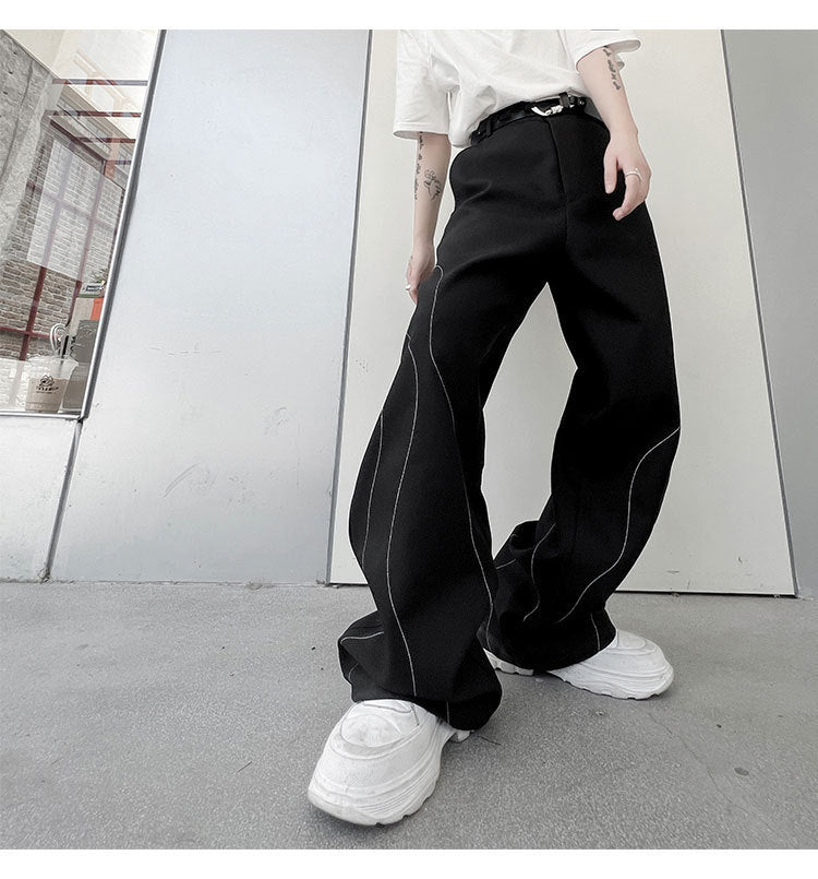 Autumn Solid Color Different Color Stitching Pattern Loose Men's Casual Trousers