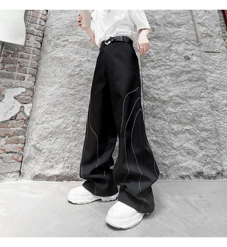 Autumn Solid Color Different Color Stitching Pattern Loose Men's Casual Trousers