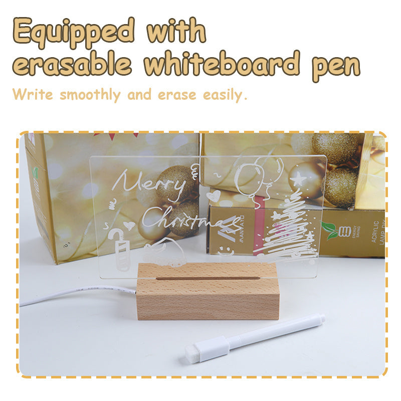 Creative Luminous DIY Memo Acrylic Message Board Gift Lamp Blank Acrylic Board Rectangle Wooden RGB Led Night Light