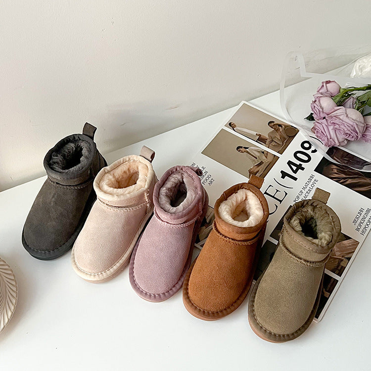 Children's Fur Leather Snow Boots