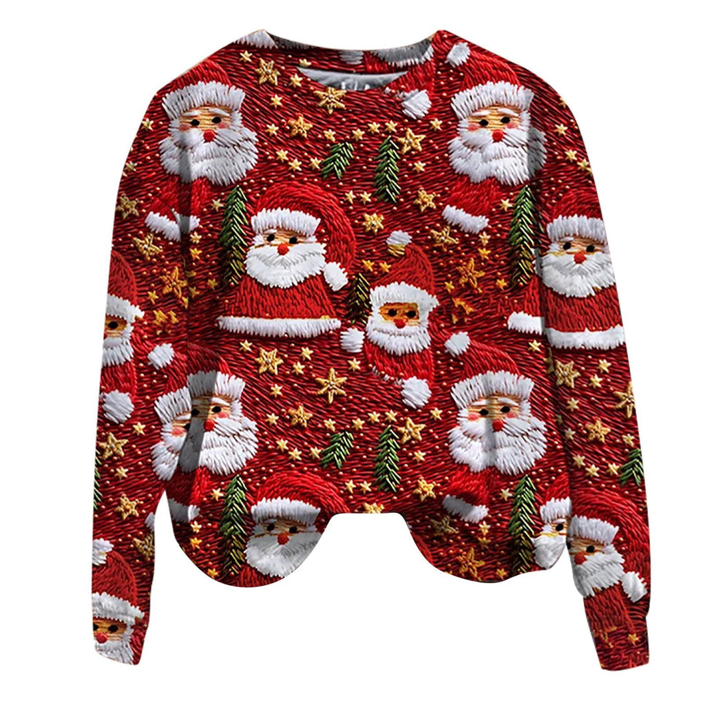Santa Claus Print Sweater Top