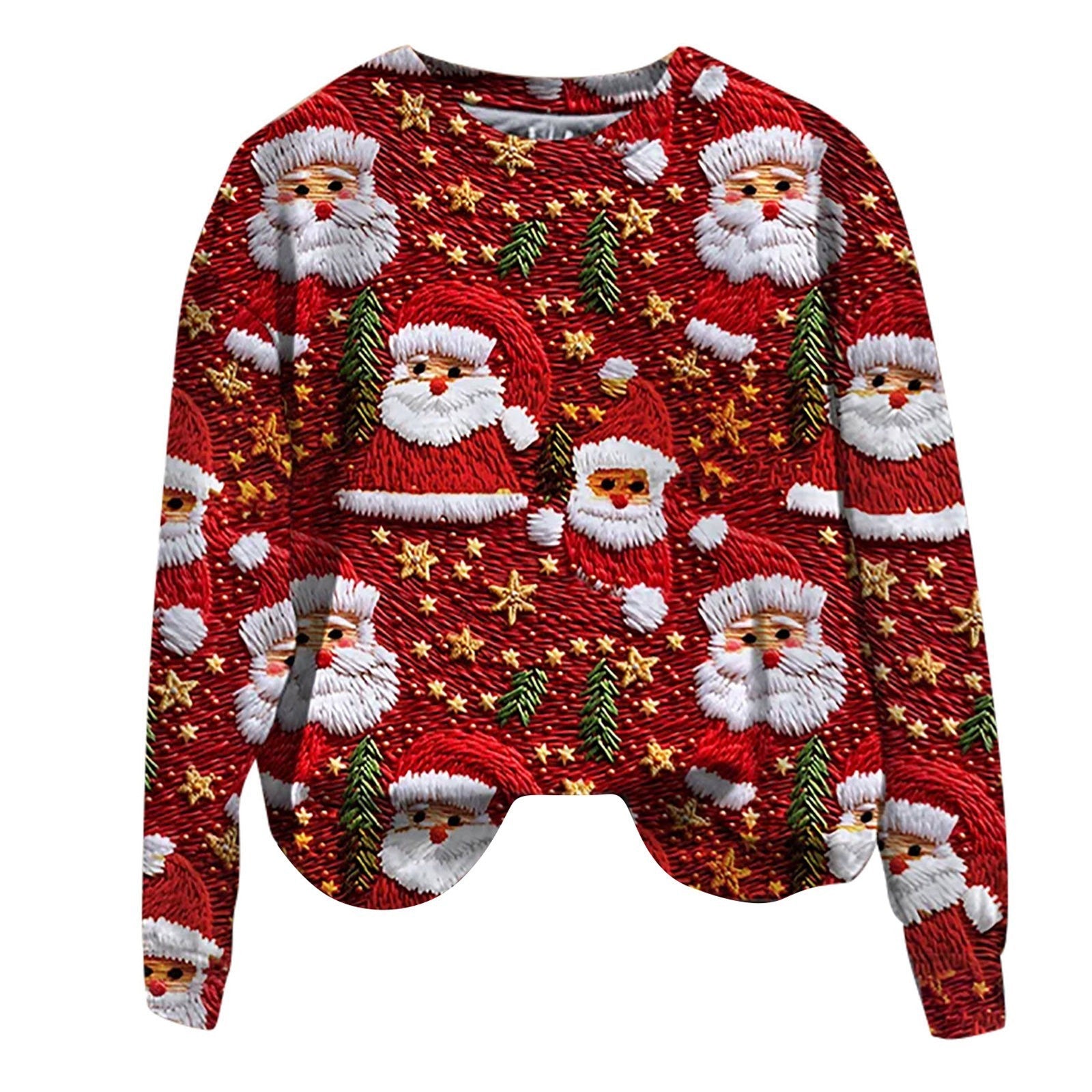 Santa Claus Print Sweater Top