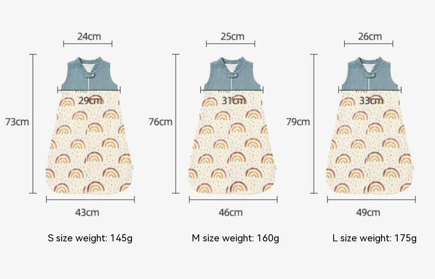 Baby Sleeping Bag Double Layer Patchwork Stand-up Collar Gauze Waistcoat Sleeping Bag